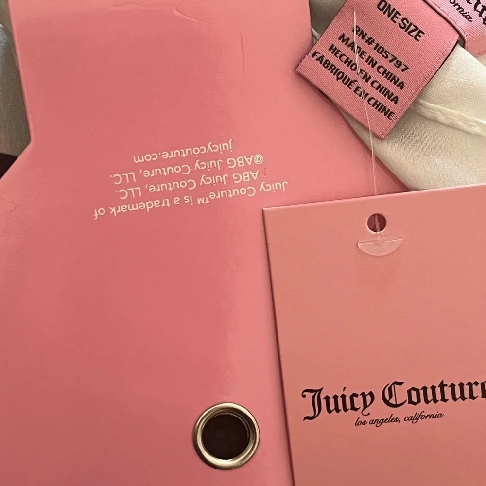 Juicy Couture Scarf Silk Red Cherry Print Logo NEW  36”